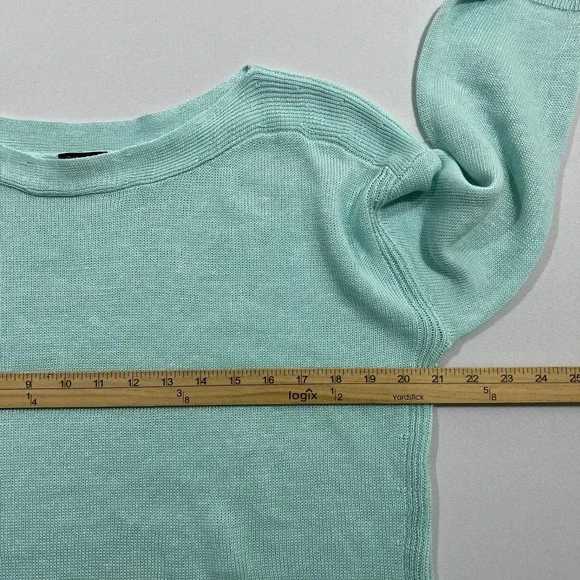 Talbots Sweater 100% Linen Boat Neck 3/4 Sleeve Mint Green Womens Size LP - Picture 6 of 9